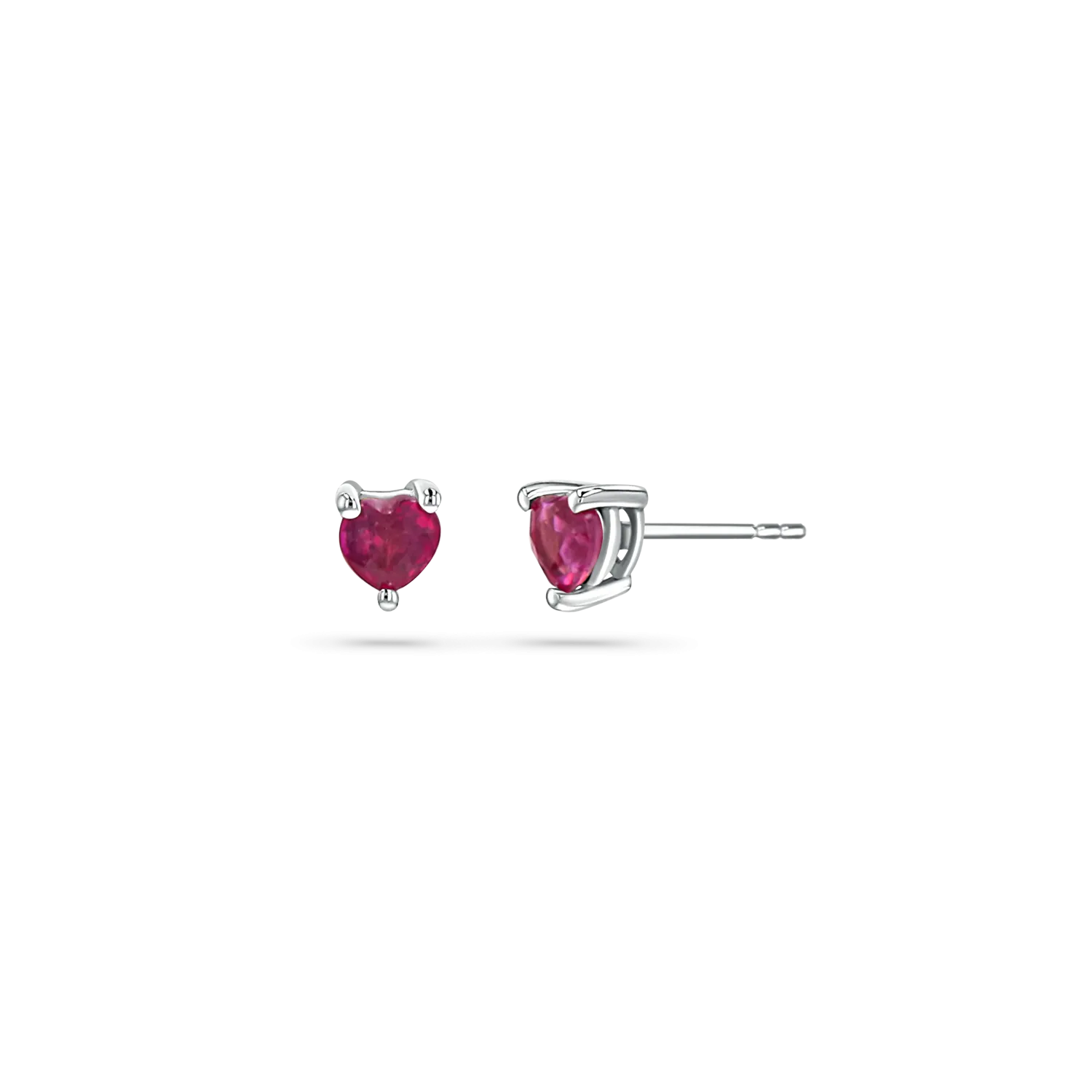 Ruby Heart Stud Earrings