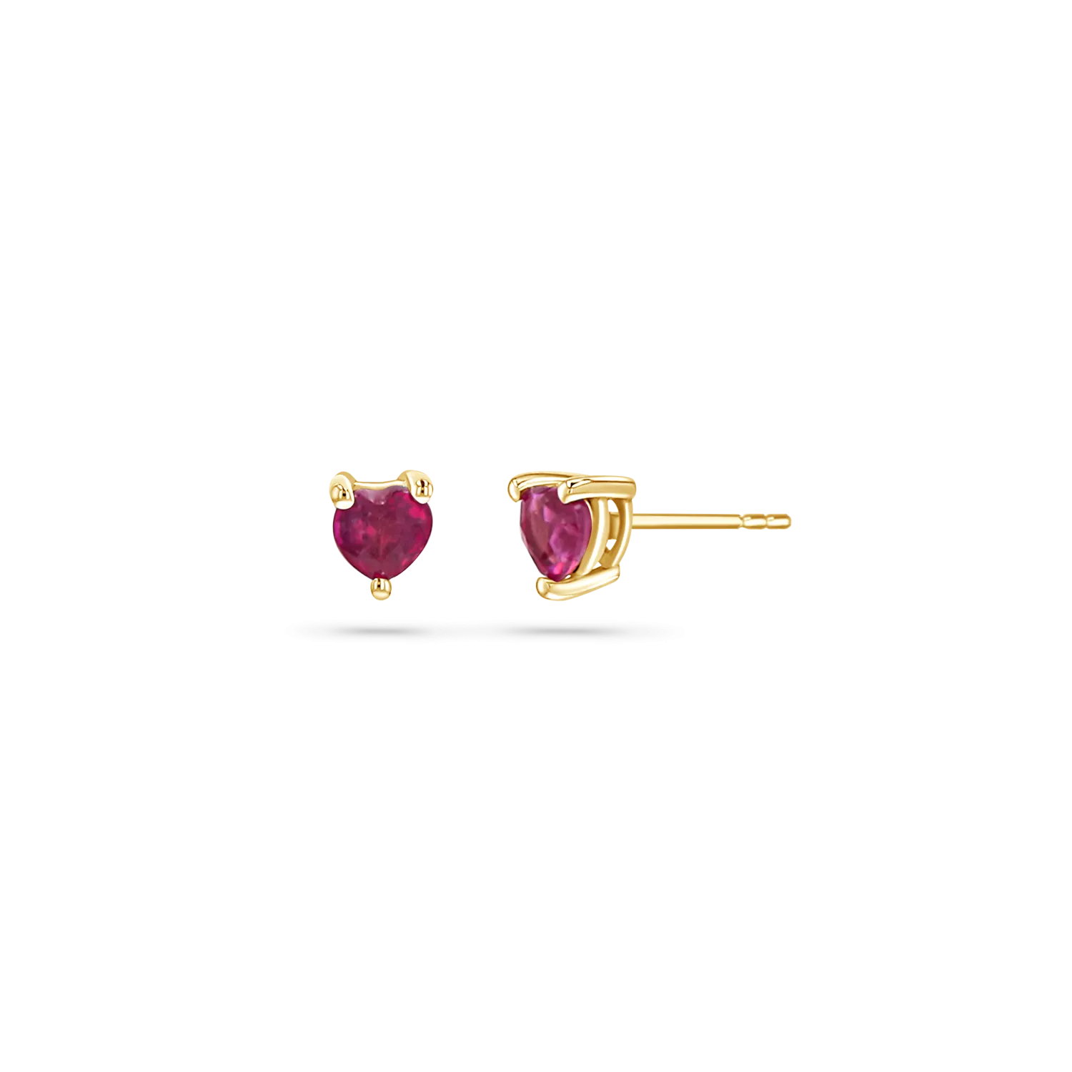 Ruby Heart Stud Earrings