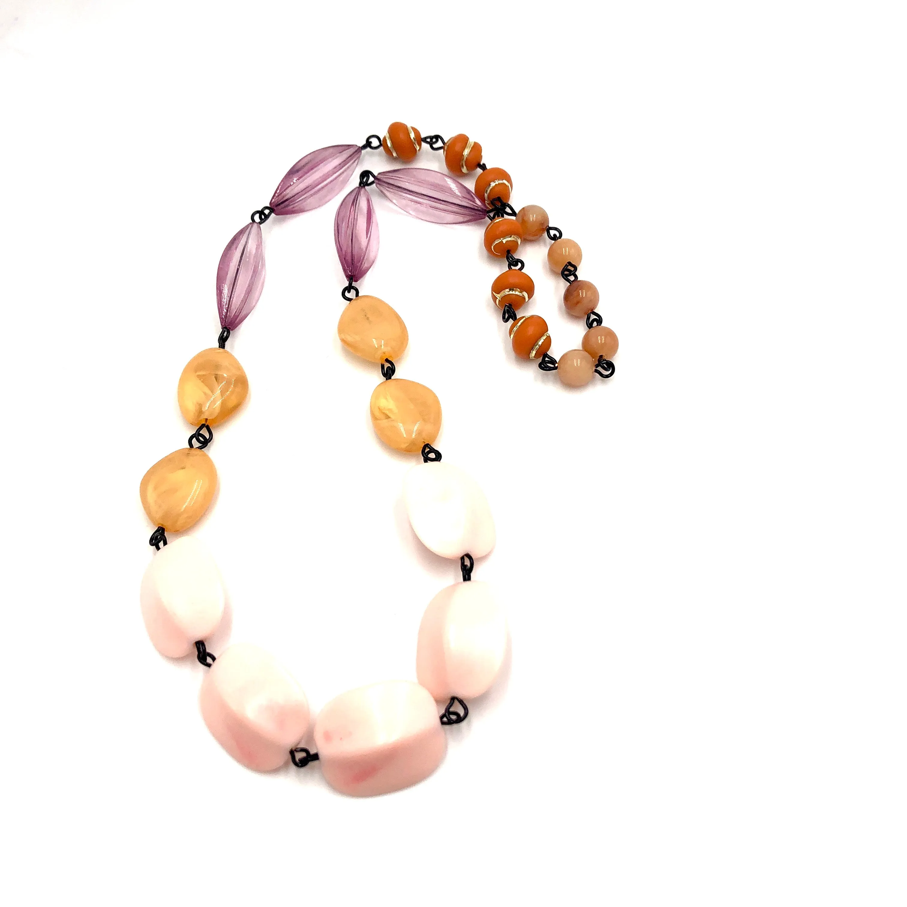 Rusted Peach Beaded Carmen Necklace