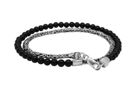 Silver Mini Chain Bead Onyx
