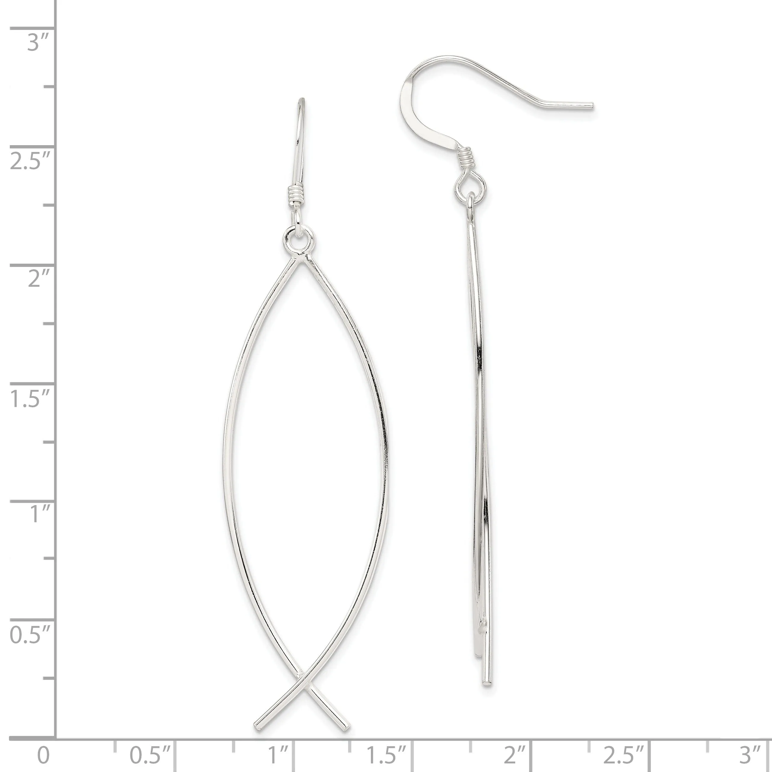 Sterling Silver Ichthus (Fish) Dangle Earrings