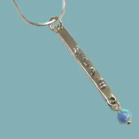 Sterling Silver necklace Hope message. Elegant gift for woman with a dangling opal