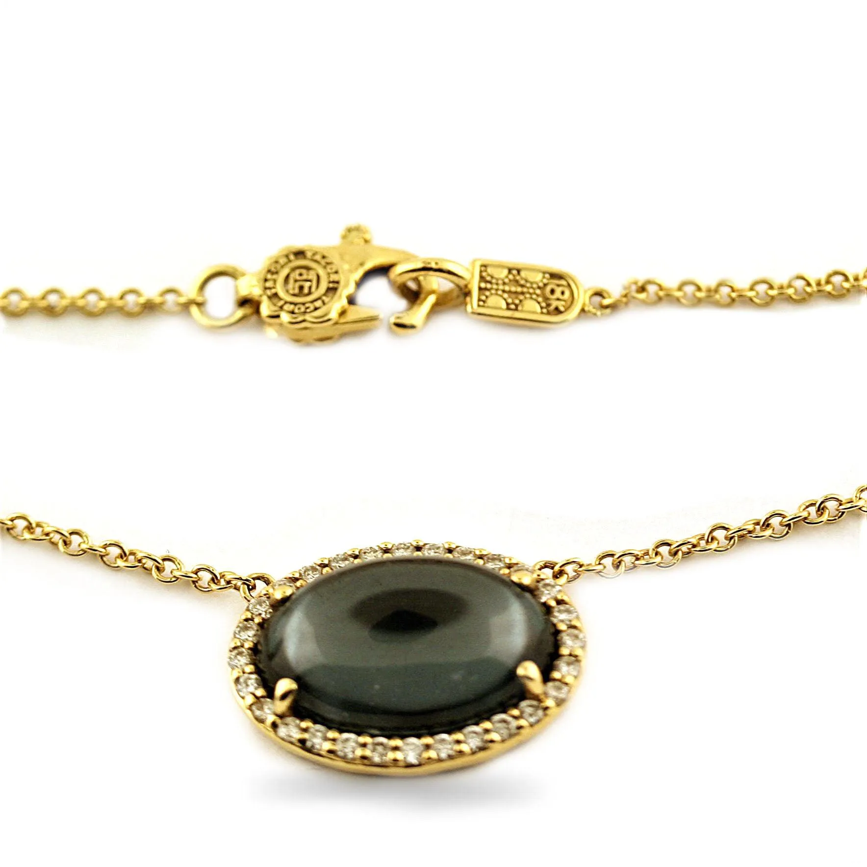 Tacori Golden Bay Pave Diamond and Oval Cabochon Necklace