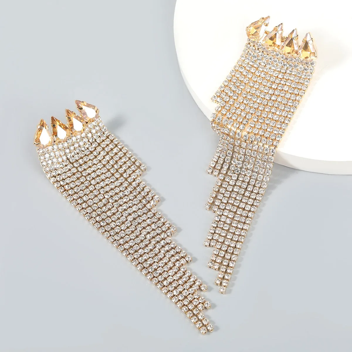 TEEK - Rhinestone Tassel Earrings