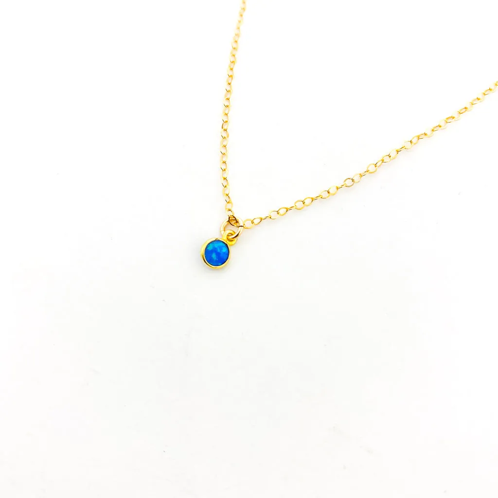 Tina Blue Lab Opal Necklace | Gold
