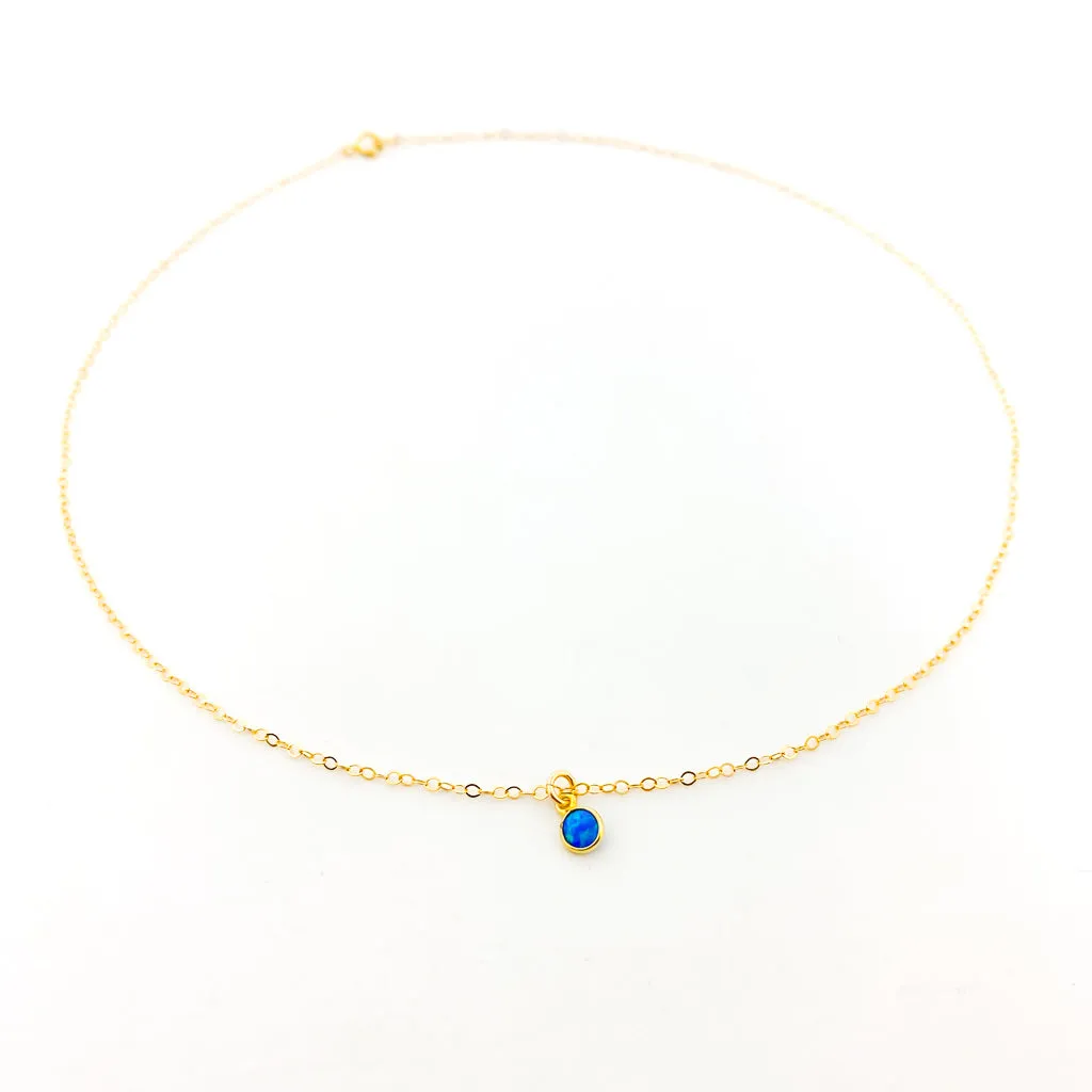 Tina Blue Lab Opal Necklace | Gold