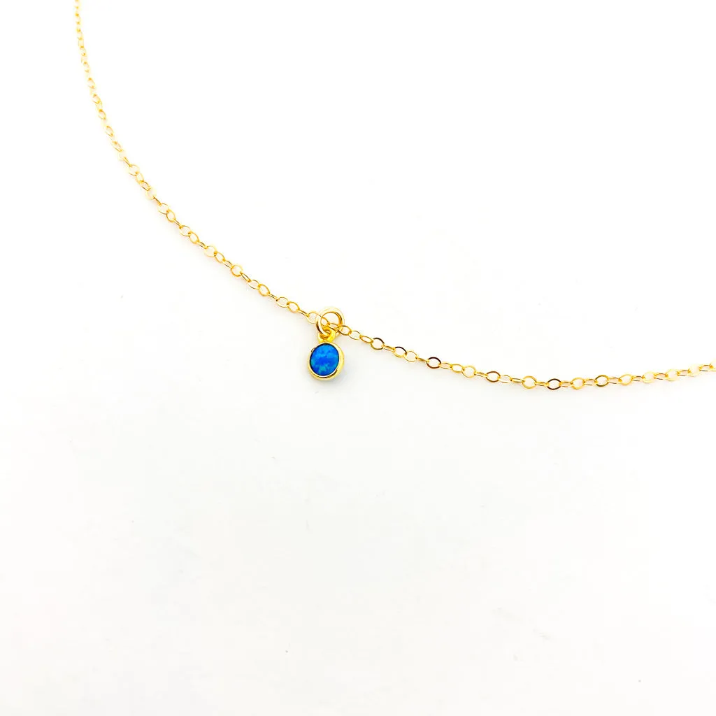 Tina Blue Lab Opal Necklace | Gold