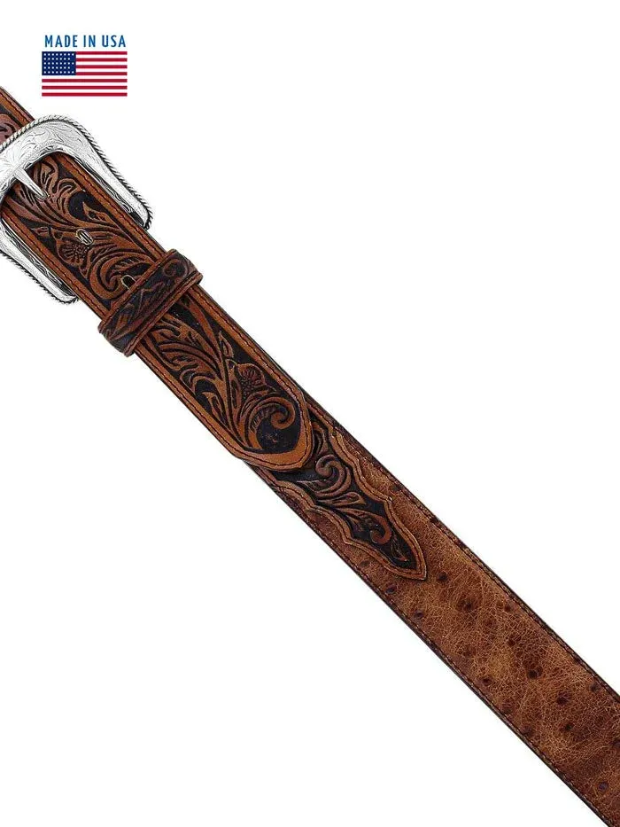 Tony Lama Rust Ostrich Belt