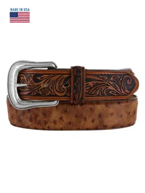 Tony Lama Rust Ostrich Belt
