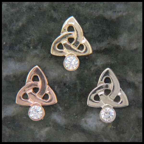 Triquetra Earrings with Gemstones in Gold