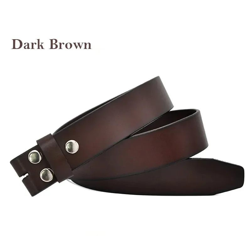 Vintage Belt Without Buckle For Men 100% Genuine Leather Belt For Jeans 3.8 CM Width Cowskin Strap With One Layer Leather