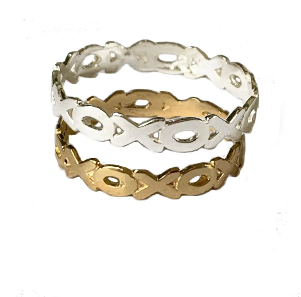 XOXO Band Sterling & Gold Toe Ring