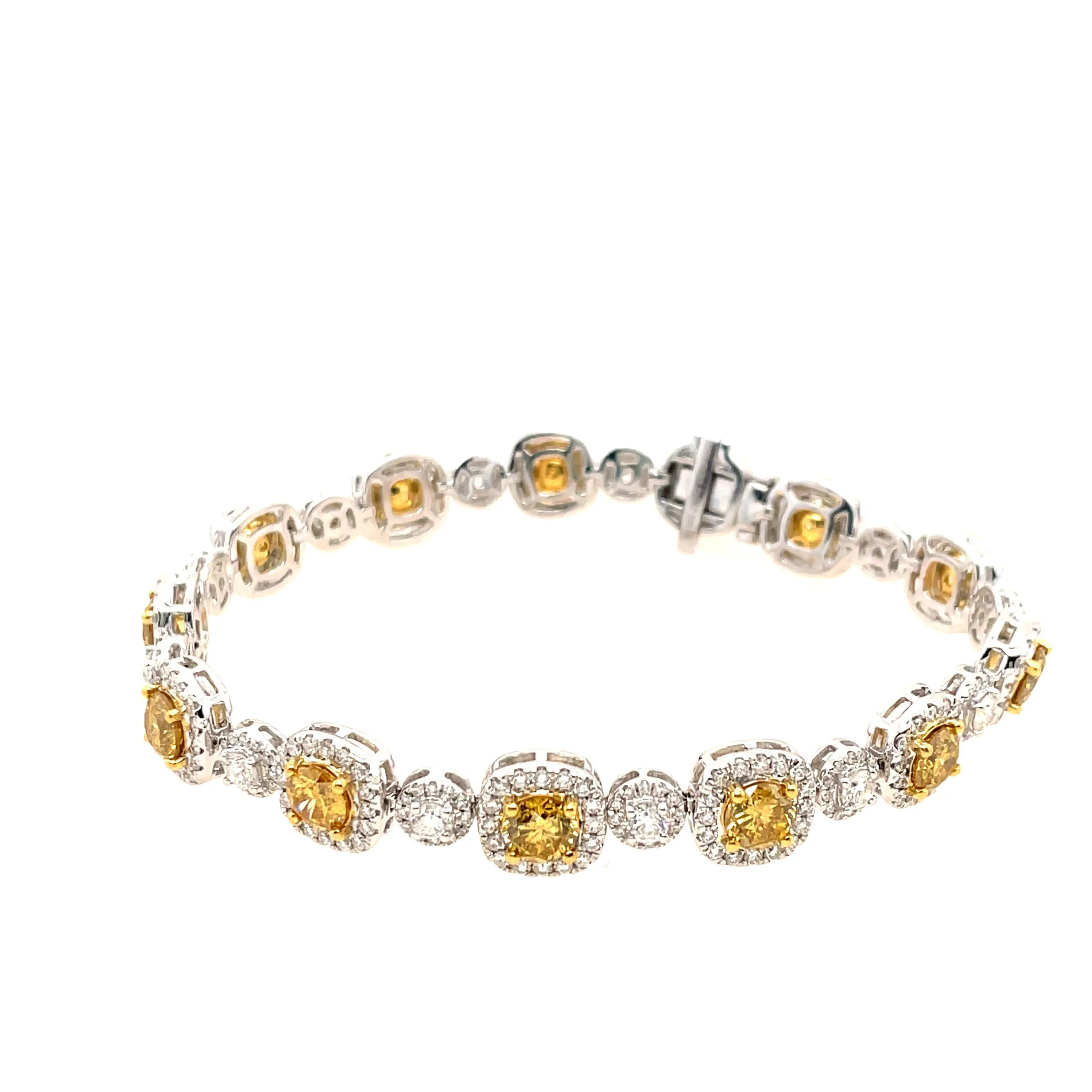 Yellow & White Diamond Halo Bracelet