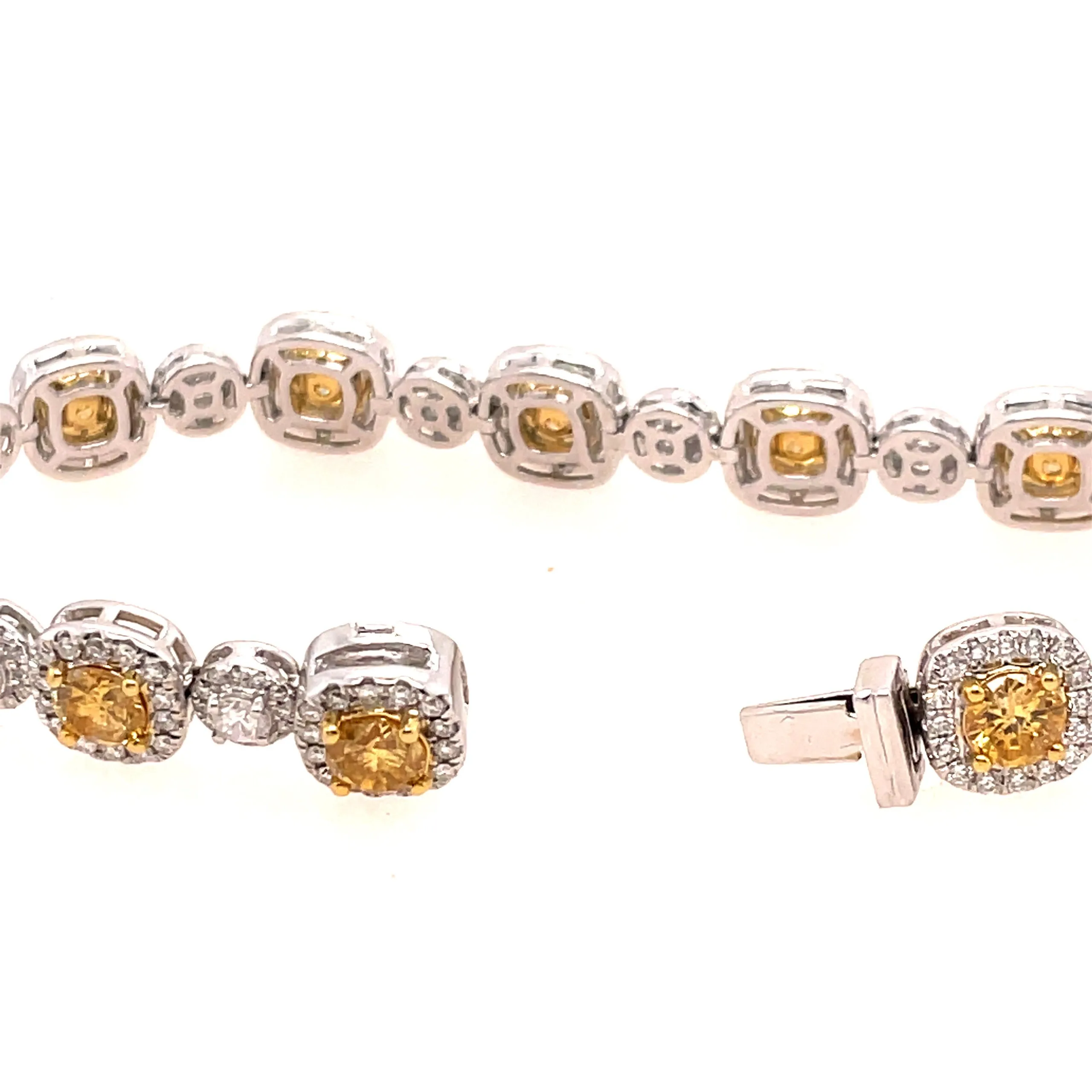 Yellow & White Diamond Halo Bracelet